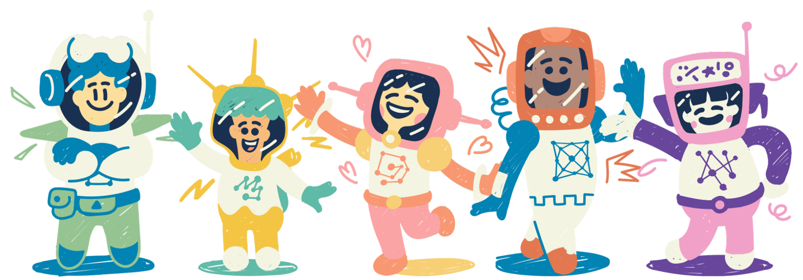 Os cinco Astros da Ludo juntos